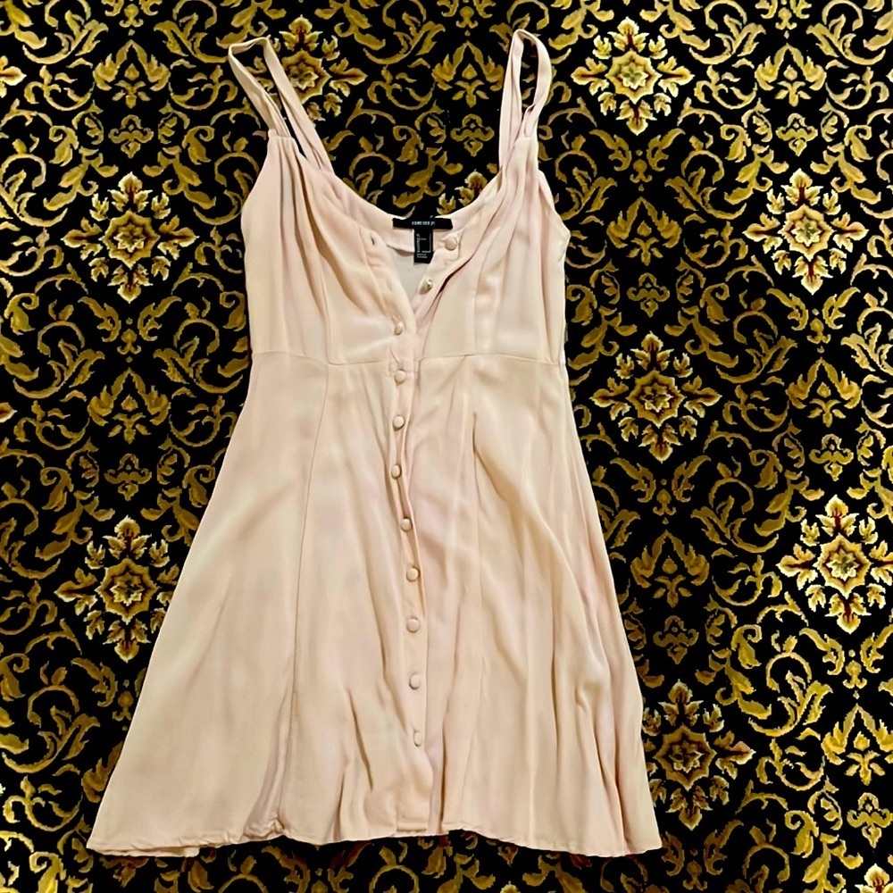 Pale pink flowy button up dress